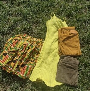 SHEIN Yellow and Multicolor Kids Casual Dress Set